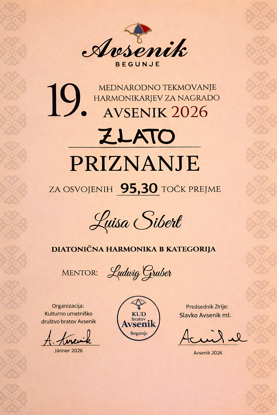 Liebe Luisa Sibert, herzliche Gratulation zu GOLD und sensationellen 95,30 Punkten!